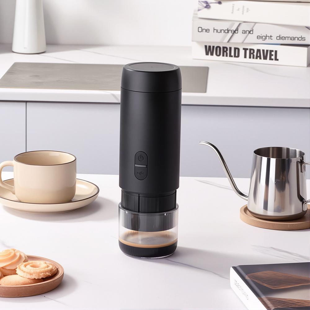 Portable Electric Espresso Machine for Travel, Car & Home - Stainless Steel with Powder Container