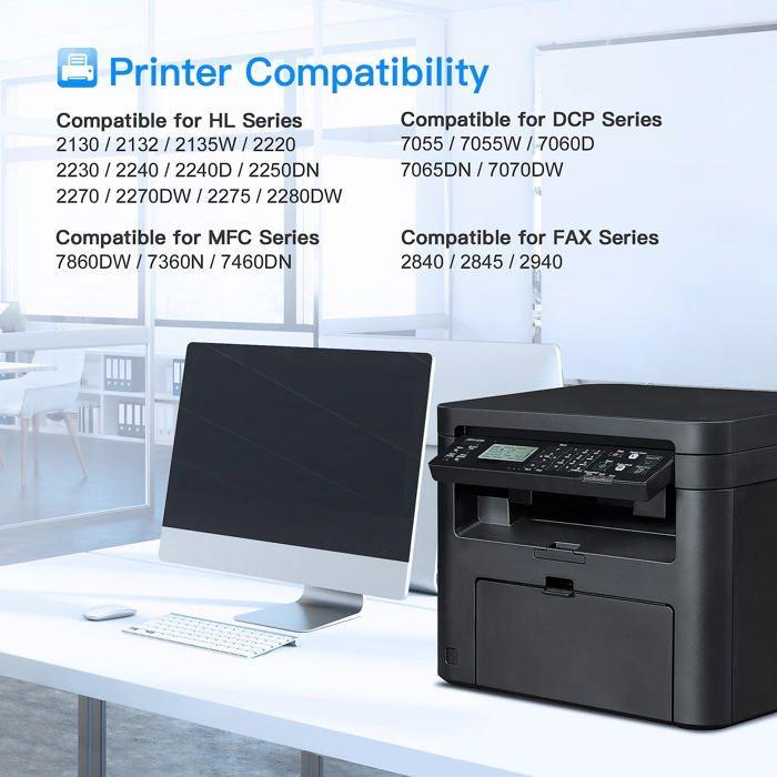 Toner - LXTEK - TN2220 - 4 cartouches - 2600 pages - Compatible avec Brother