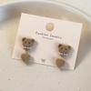Autumn Winter Earrings Coffee Colored Flocking Bear Earrings Sweet Cartoon Style Ear Studs Suitable for Trendy Women