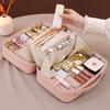 Large Capacity Waterproof PU Leather Makeup Bag Women's Portable Travel Cosmetic Storage Bag Skin Care Wash Bag