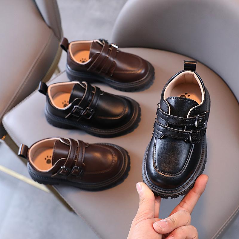 Spring and Autumn Kids Leather Shoes Casual School Boys Girls Single Shoe Toddler Black Brown Round Toe Casual Shoes for Kids
