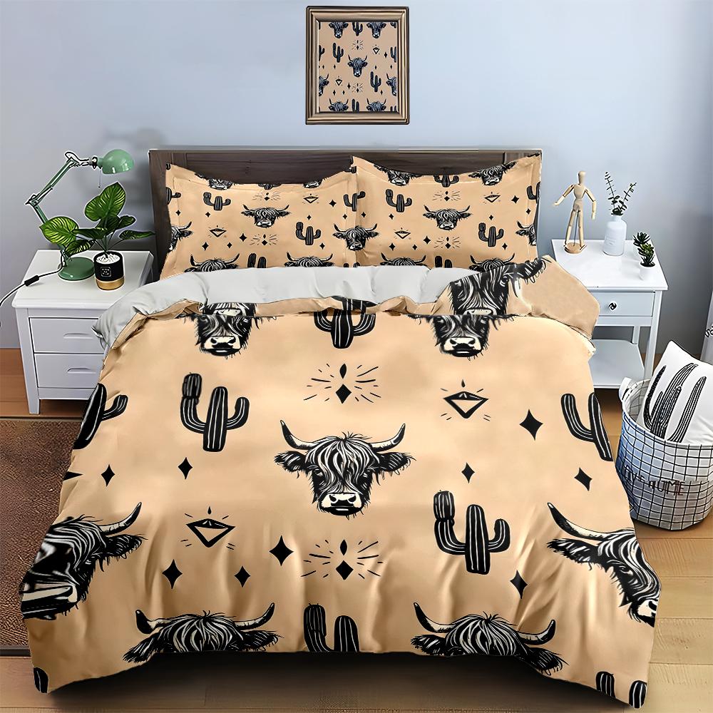 Cactus cow skulls Bedding Duvet cover sets Duvet covers Pillowcases gifts (1 * Duvet Cover 2 * Pillowcases, without duvet insert)
