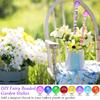 Chunful 176 Pcs Garden Stakes Fairy Wand Garden Stakes with Crystal Stopper Top Beaded Round Glass Bead Antique Silver Bail Beads with Pendant Silver
