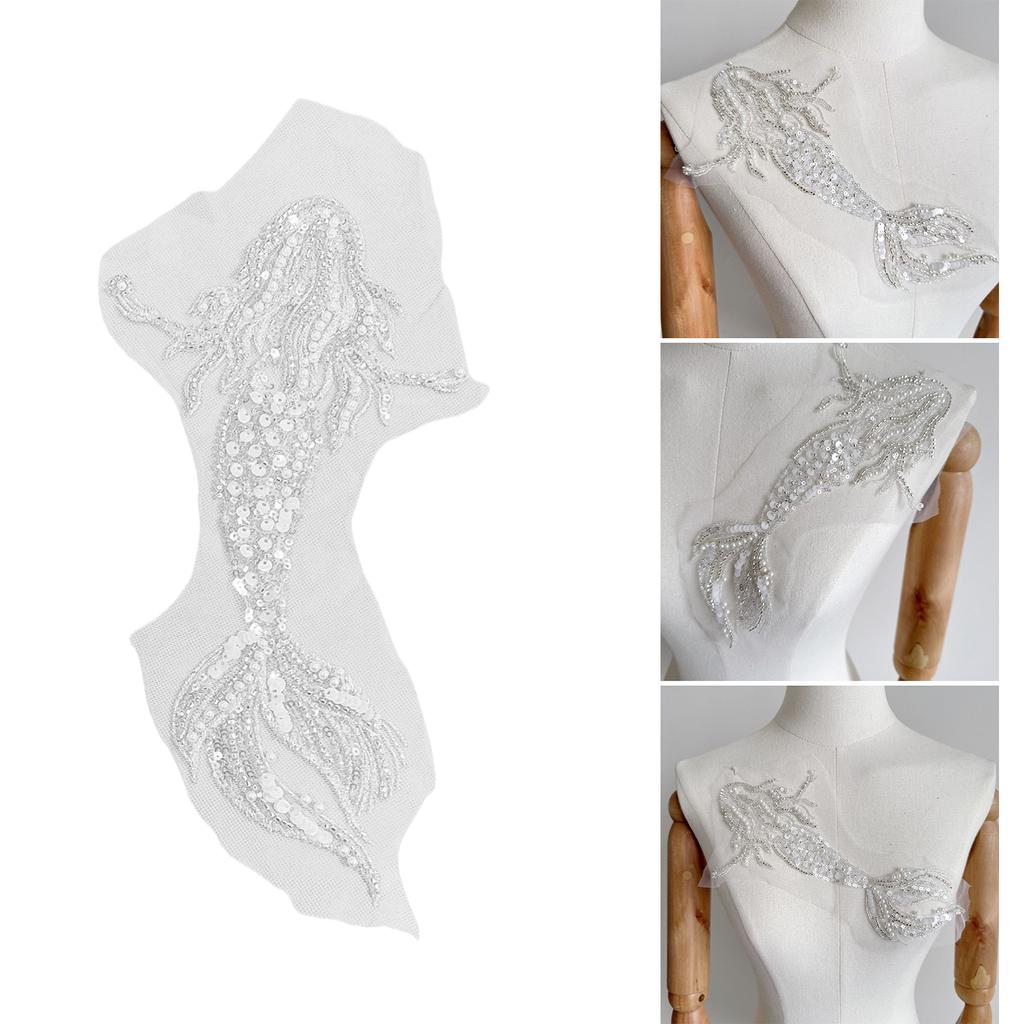 Embroidery Sequins Lace Applique Sewing On Embroidered Patched Wedding Dress Applique for Clothing Wedding Gown Dress