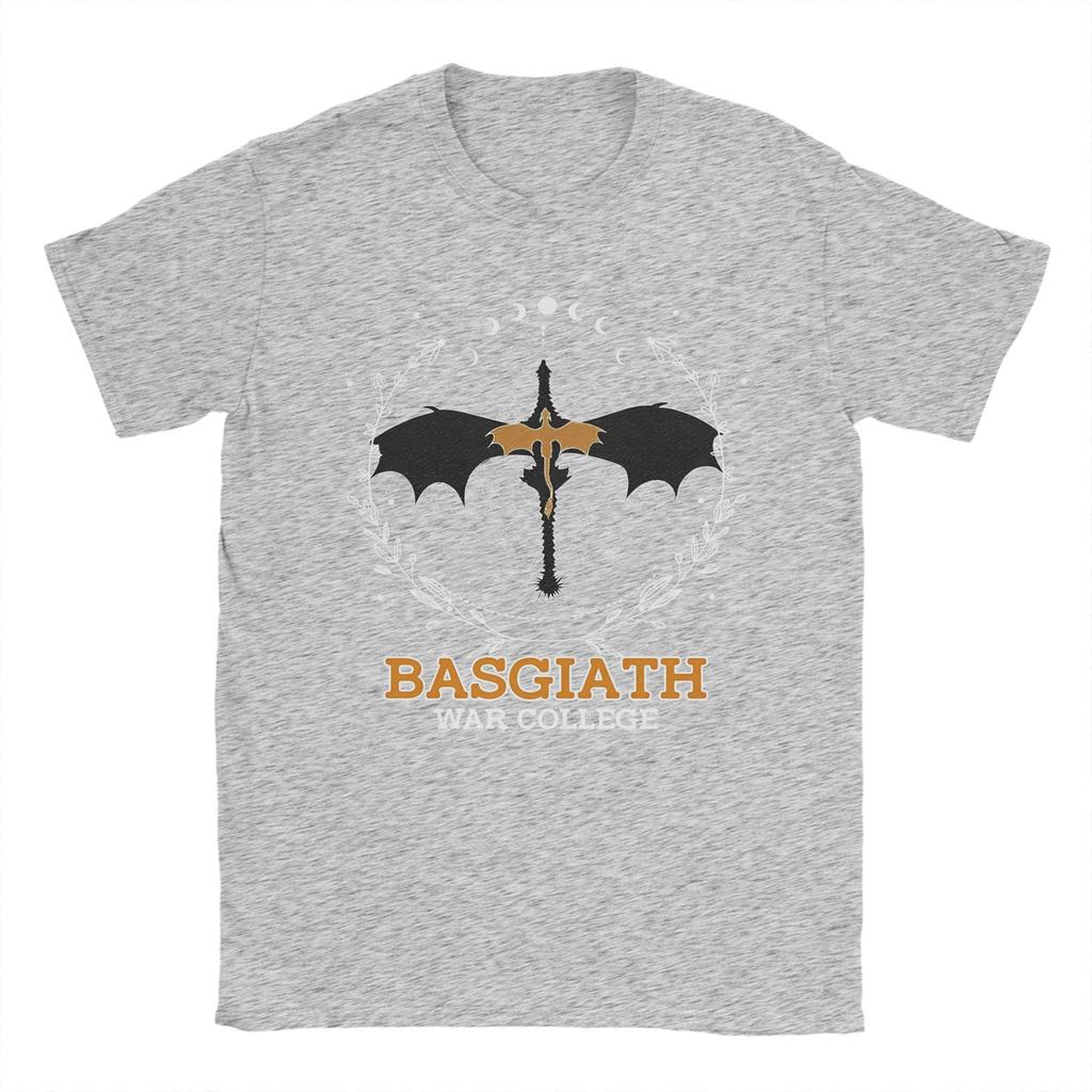 Fourth Wing Basgiath War College T-Shirt Men's Cotton Clothing Retro  O-neck Short Sleeve