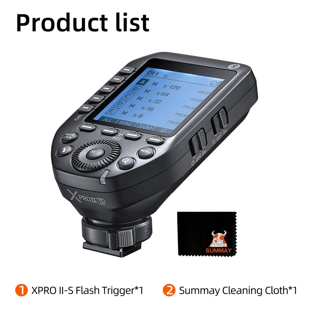 Godox TTL Wireless Flash Trigger TCM Instant APP 16 Gruppen von 32 großen LCD stabil passend für Sony Kameras XProII-S 1/8000s HSS, Umschaltung, Steuerung,