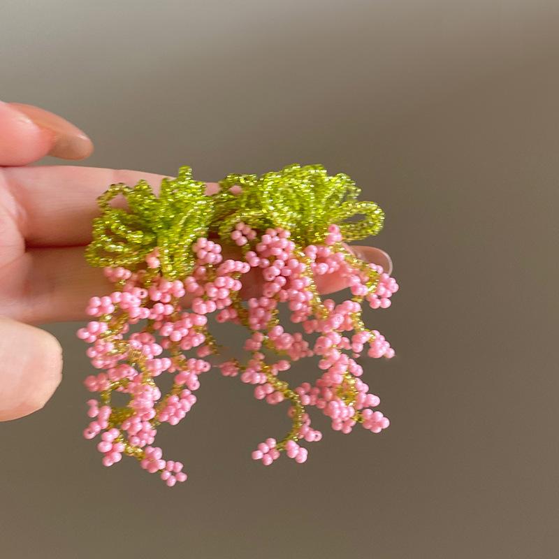 Small Fresh Grape Flower Fringed Earrings Korean Girl Heart Sweet Stud Earrings New Cute Versatile Earrings