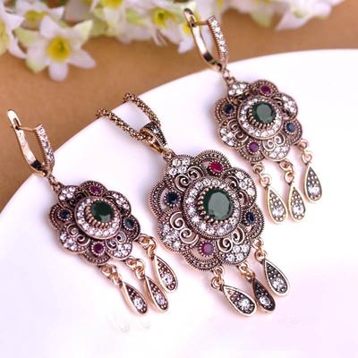 Turkish Vintage Jewelry Sets Necklace Earrings Sets Women Fashion Jewelly Set