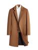 Men's Mid-Length Wool Overcoat with Cotton Padding and Suit Collar - Casual Plus Size