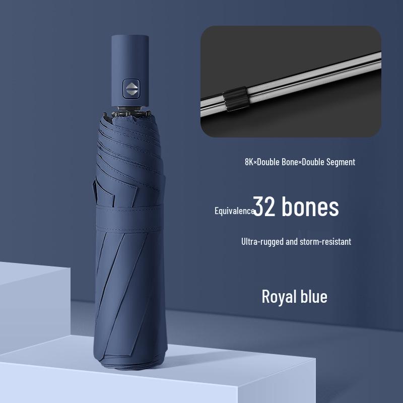 Compact Windproof Dual-Use Black Umbrella: UV Sunshade for Men & Women