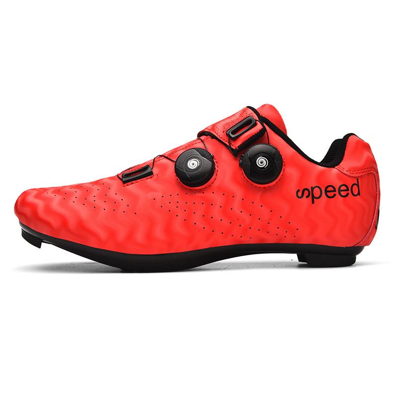 3368 Scarpe da Ciclismo Uomo Donna Serratura per Bicicletta Fondo in Gomma Senza Tacchette Mountain Bike Strada Bassa Tomaia Rigida Bottone Rotante Duro