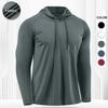 Herren Athletik Hoodie Schnelltrocknend Mit Kapuze Fitness Oberteil Slim Fit Langarm Trainings Pullover Laufshirt für Fitnessstudio Joggen Training