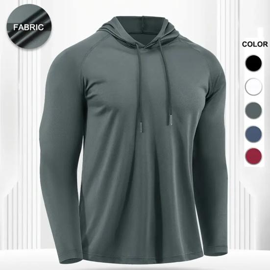 Herren Athletik Hoodie Schnelltrocknend Mit Kapuze Fitness Oberteil Slim Fit Langarm Trainings Pullover Laufshirt für Fitnessstudio Joggen Training
