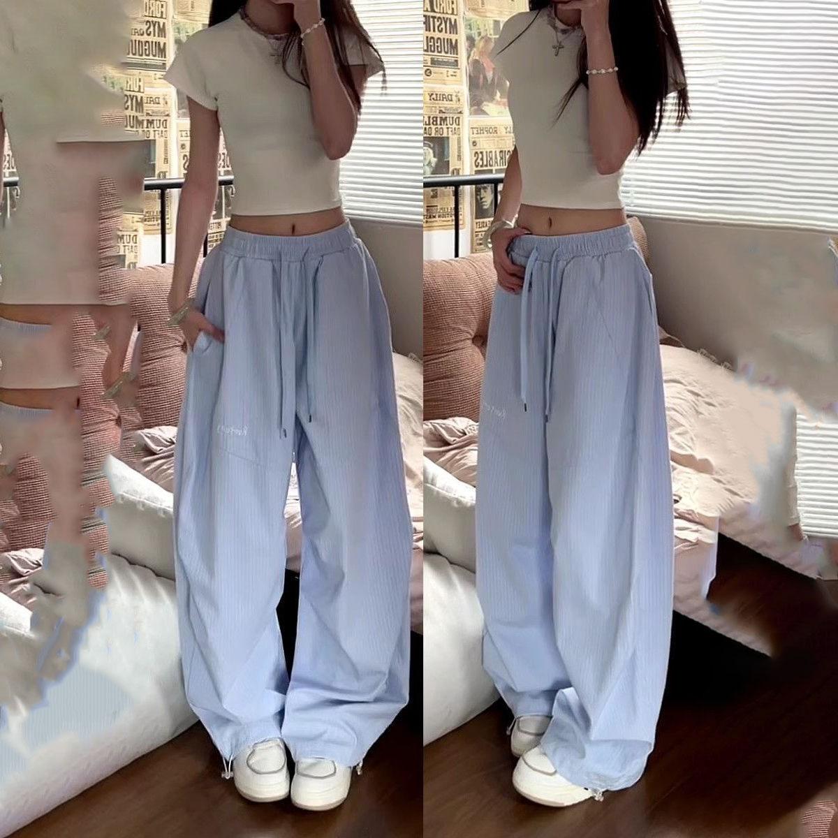 

Унисекс Весенне-летние американские брюки карго | Ретро плиссированные полосатые широкие повседневные спортивные брюки сабли XL