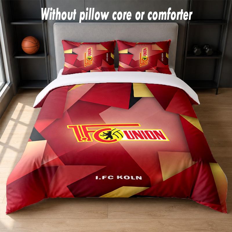 Union Berlin FC Design Bett Bettwäsche-Set 1 Bettbezug + 2 Kissenbezüge Weich Atmungsaktiv Haushalt Bettwäsche