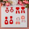 Valentijnsdag Serie Hartvormige Polymeerklei Zachte Keramiek Mallen Cartoon Hart Oorbellen Sieraden Hanger Maken Snijgereedschap