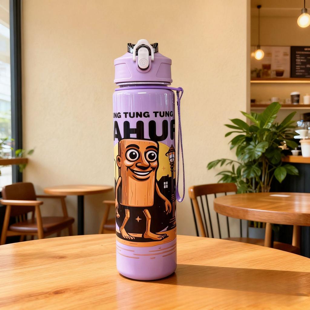Italian Brainrot Water Bottle Tung Tung Tung Sahur Water Cup With Straw Football Sports Water Kettle Easter Valentine'S Day Gift