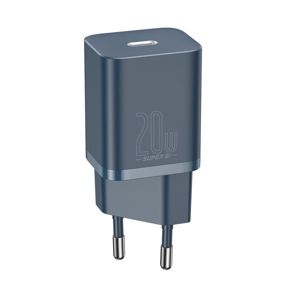 Baseus Super Si 20W USB-C Quick Charger with Lightning Cable - 1m Blue (Model TZCCSUP-B03)
