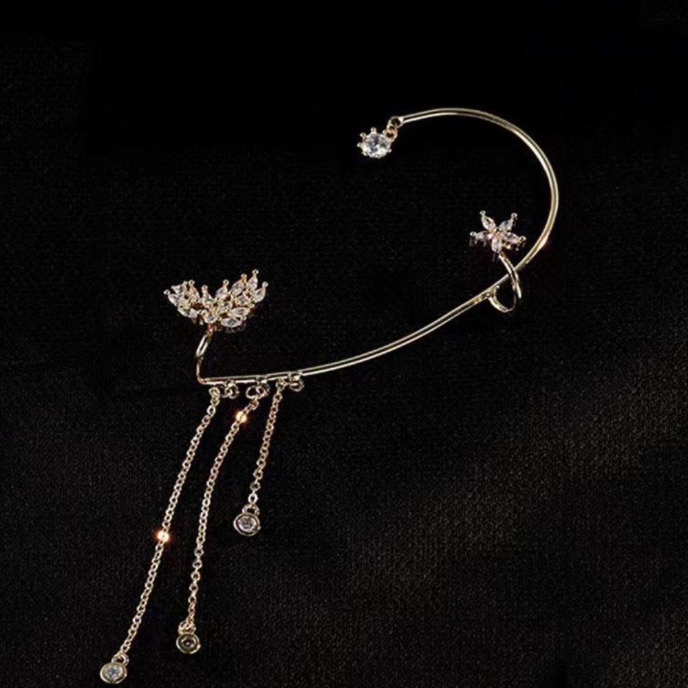 Long Chain Ear Cuff Earrings Tassel Ear Hook Earrings Exquisite Clip on Earrings  Party