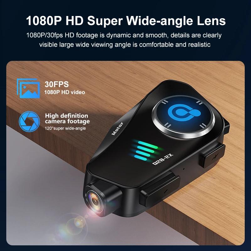 Kebidumei BT5.3 Motorcycle Helmet Intercom Headset 1000m Intercomunicador Moto Voice Assistant Interphone WiFi App Dash Cam