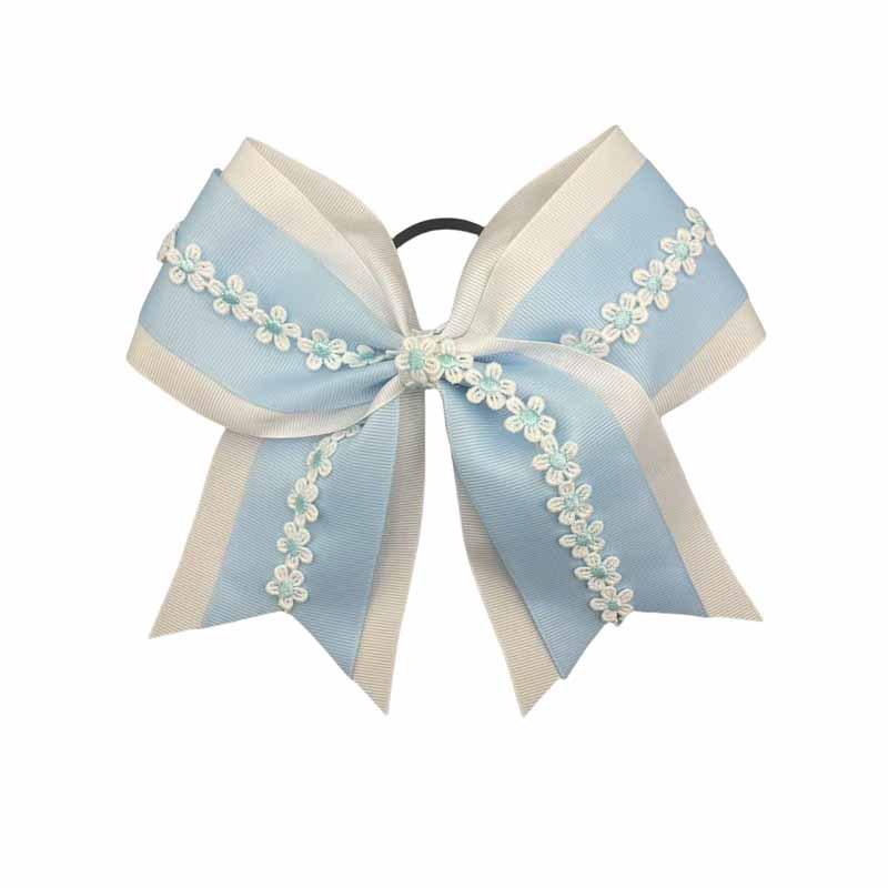 

Cross-Border Lace Bow Cheerleader Elastic Hair Tie for Kids светло-синий