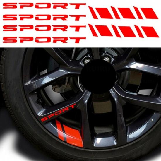 10Pcs Red Reflective Car Wheel Rim Vinyl Decal Strip Racing Stickers Accessories