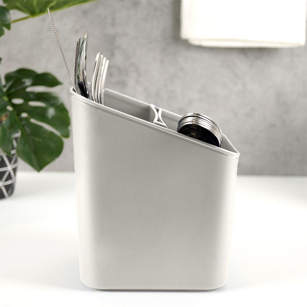 Container Drainer for Cutlery Knives Kitchen Utensils Basket Stand Gray