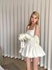 Women's White Ballet-Style Suspender Dress - Slim A-Line Fluffy Short Skirt for Summer