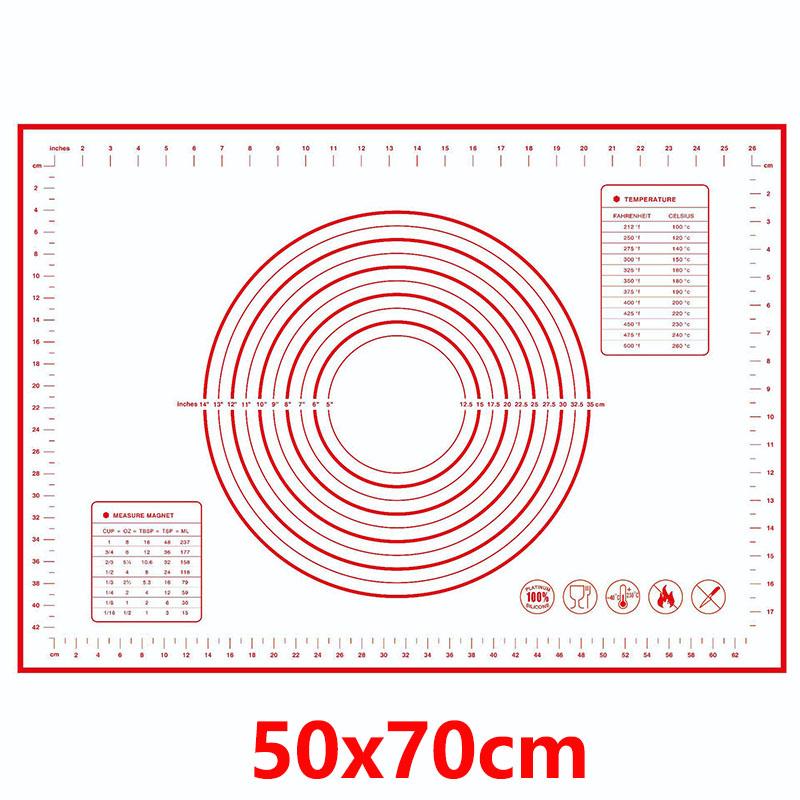 8 Size Silicone Baking Mat Reusable Nonstick Baking Sheet Thick Dough Rolling Mat with Measurements and Edge Heightening JT606