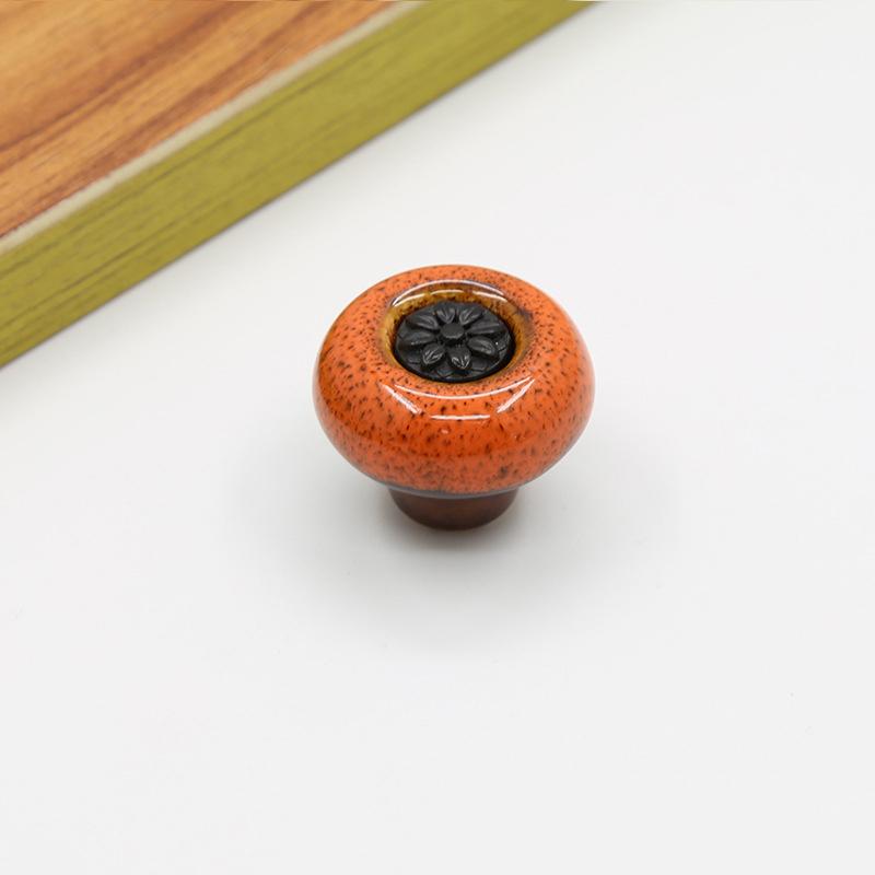 

Wardrobe Door Small Handle Retro Cabinet Leopard Print Glass Handle Circular Single Hole Handle Home Decoration B оранжевый