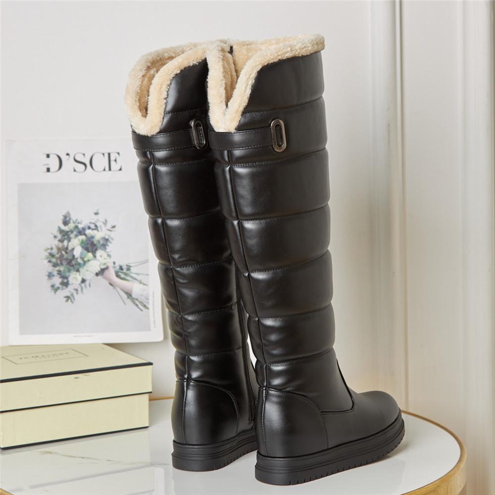 Winter Warm Pink White Snow Boots Women Shoes Low Heels Knee High Boots Female Platform Plush Long Botas Mujer Black 34-43