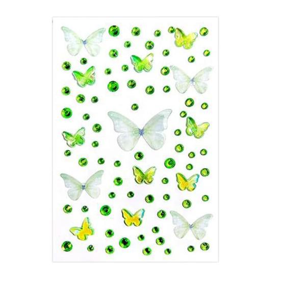 Cartoon Butterfly Rhinestone Face Stickers for Kids Self-Adhesive Gem Stickers for Stage Performance Makeup DIY Girl Dress Up Party Props