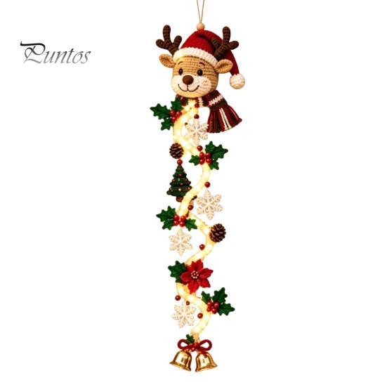 Snowflake Xmas Mantel Accents Glowing Christmas Door Hanger, Crochet Spiral Ornament with LED Lights, Snowman Santa Reindeer Decorative Winter