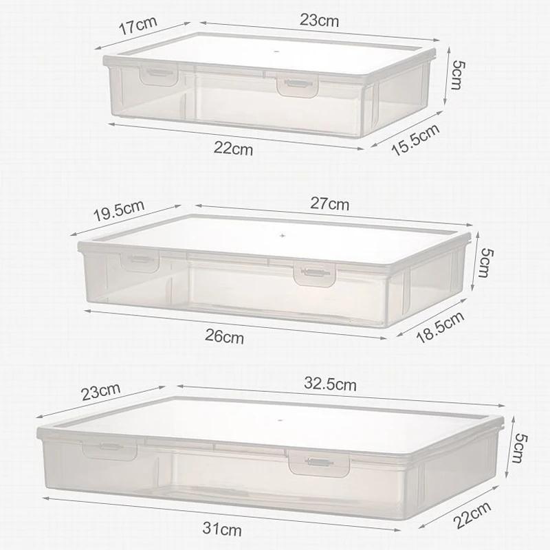 1Pc Transparent Storage Container Plastic Dustproof Box Stationery Jewelry Portable Large Capacity A4 A5 File Organizer Supplies