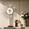 Large Silent Sunflower Shape Wall Clock Iron Metal Modern Non-Ticking Round Dial 27.5 Inch Chic Decorative Clock for Living Roo