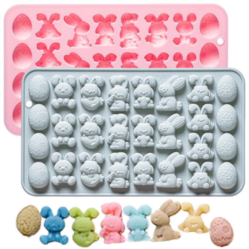 Egg Bunny Silicone Mold, 27-Cavity Baking Molds For DIY Cake Decoration,Chocolate, Pastry, Bread, Soap, Jello