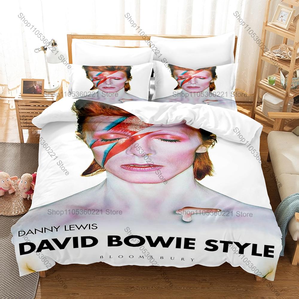 Estetické Retro D-David Bowie Grafické Povlečení Sada Povlak na Peřinu Se 2 Povlaky na Polštáře Dekorace do Rockové Ložnice pro Dospělé