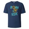 Born To Ride Print T-Shirt Lässige Kurzarm-Oberteile Sommer-T-Shirts für Herren 100% Baumwolle Rundhals Oversize Streetwear Basis-Top
