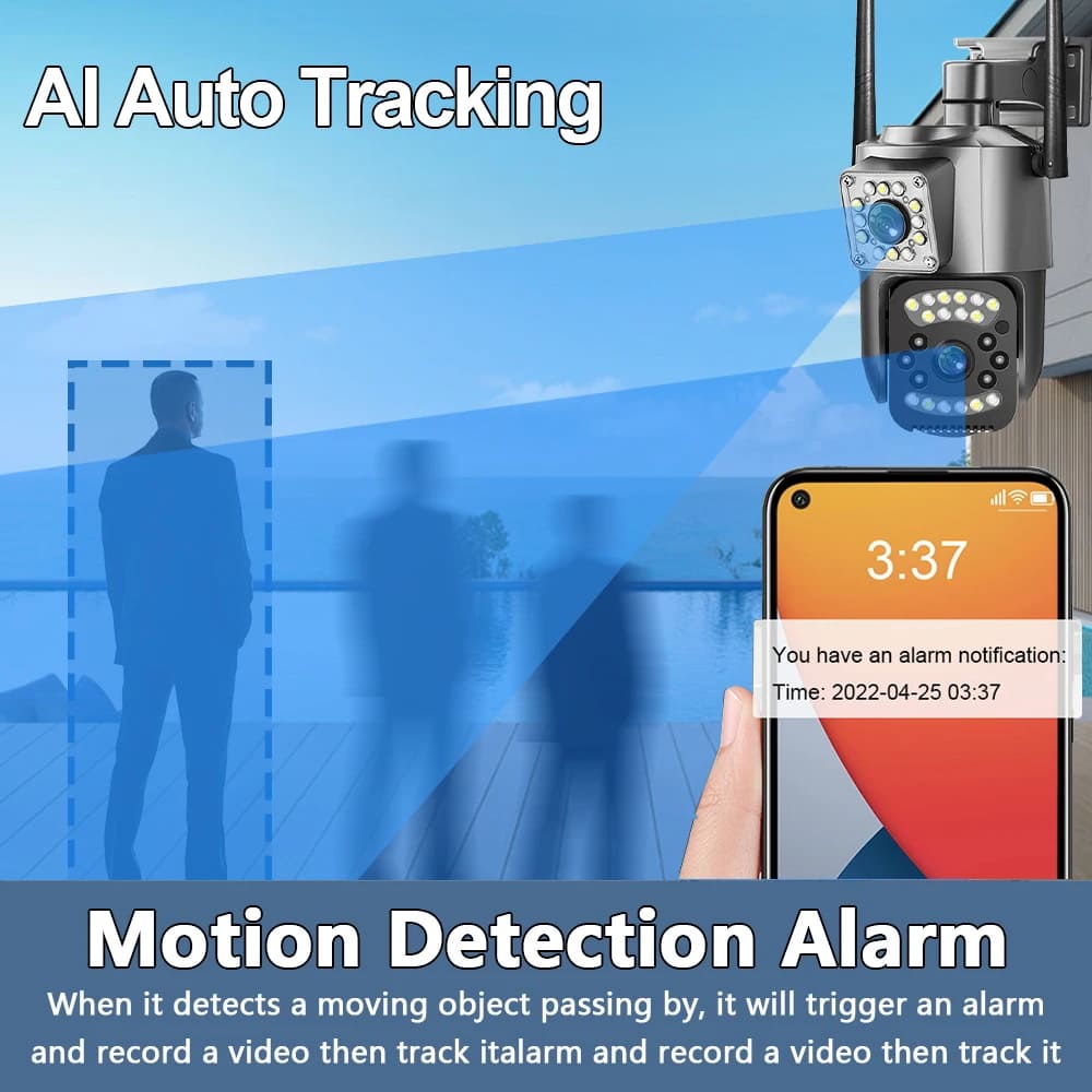 EU CCTV Camera V380 Pro 4K 8MP Wi-Fi 4G SIM Card Outdoor IP Security Camera Bidirectional Call Color Night Vision AI WiFi Camera