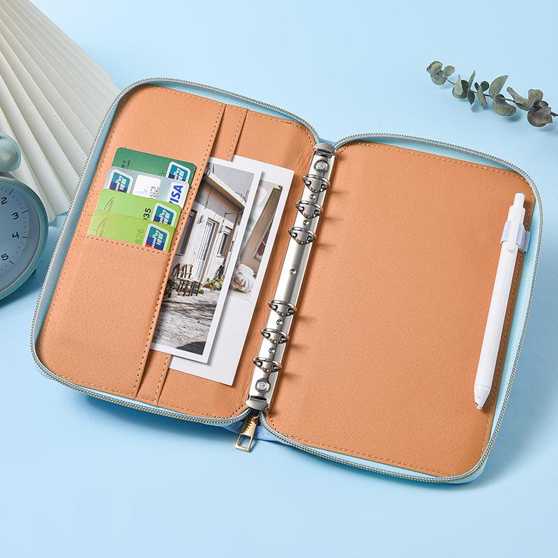 Luxurious Leather Hardcover A5 Zippered Thread Sewing Notebook Cover Journal Portfolio Organizer Planner Gift