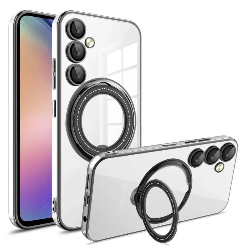 Průhledný kroužek MagSafe s magnetickým pouzdrem pro bezdrátové nabíjení pro Samsung Galaxy S24 S23 Ultra Plus FE A55 A35 A15 A54 A34 A14 5G