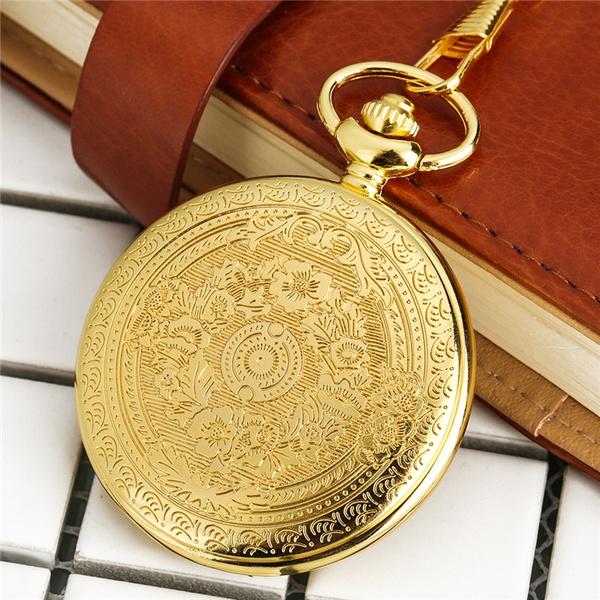 Steampunk Full Hunter Golden/Silver/Black Quartz Analog Alloy To My Daughter Pocket Watches/To My SON Pocket Watches Pendant Chain Roman Number Clock