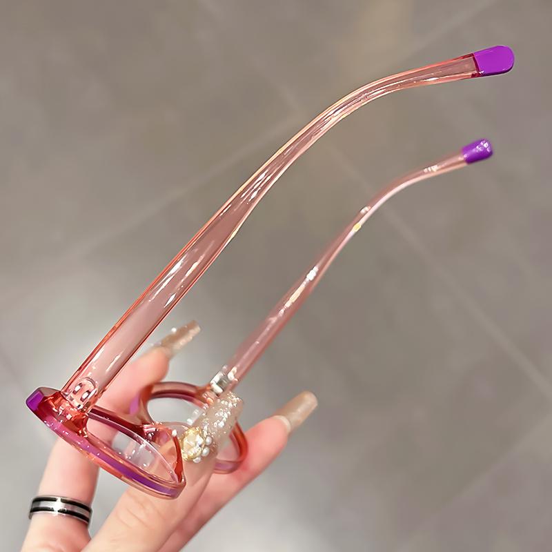 Minimalist Oval Cat Eye Fashion Glasses for Women - Semi Rimless PC Frame with Metal Hinges, Decorative TAC Lenses