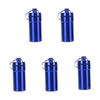 5pcs Mini Keychain Tablets Case Water Proof Aluminum Alloy Portable Outdoor Tablets Container 22x52mm Blue