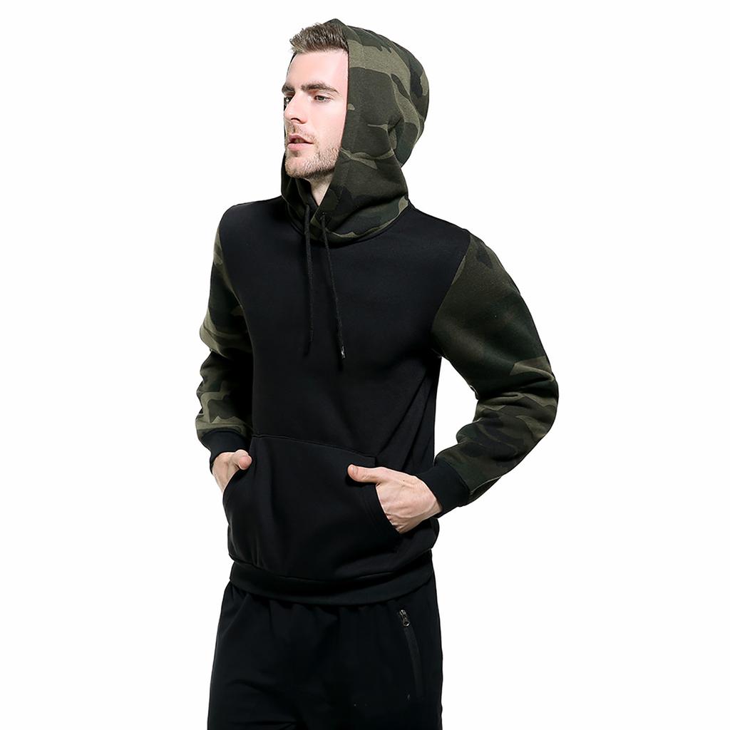 Man's Hoodie Sweatshirts Camouflage Long-sleeves Hooded Tops Drawstring Tight