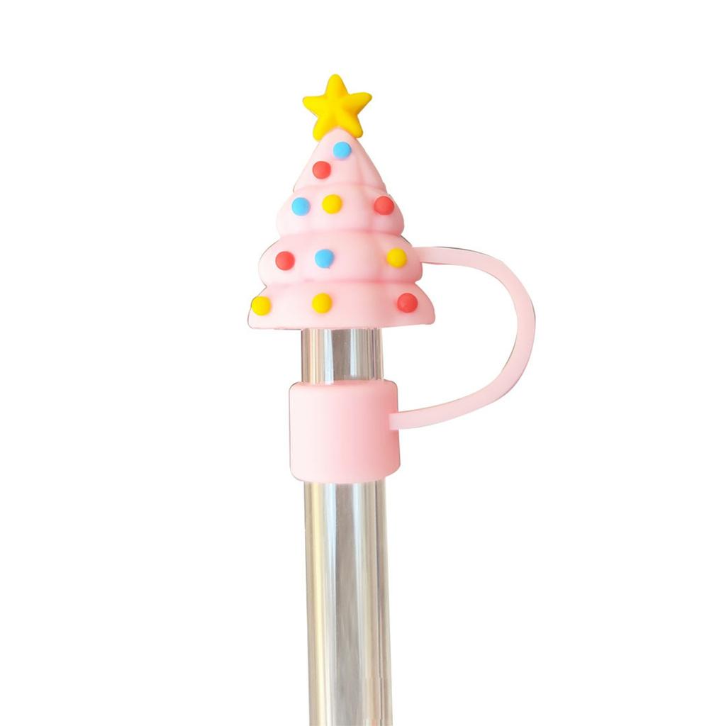 10mm3D Christmas Straw Cover Silicone Straw Cover 10mm 0.4in Dust-Proof Reusable Straw Tips Lids