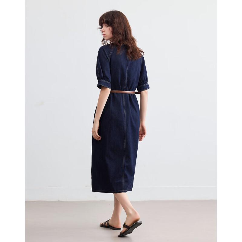 Demana Cloud Cotton Denim Maxi Dress with Belt