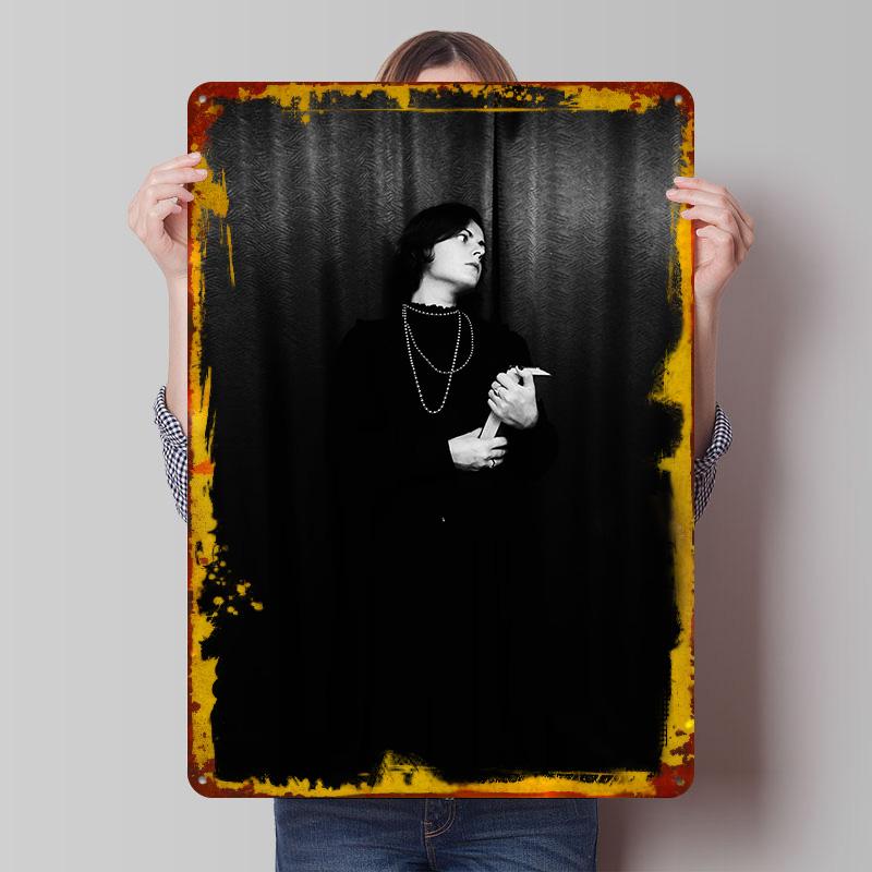 

Woman in Black Dress Tinplate Poster Customized Wall Art Vintage Retro Metal Signs for Office Decoration Room Luxury Home Decor 7.9x11.8In(20x30cm)
