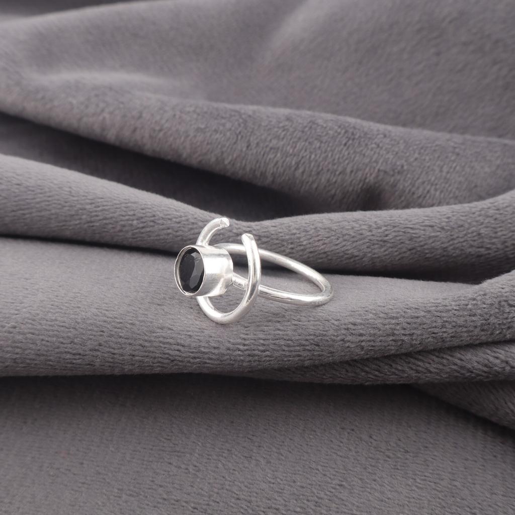 Black Onyx Gemstone Ring 925 Sterling Silver Handmade Jewelry For Christmas Gift RR-54-15