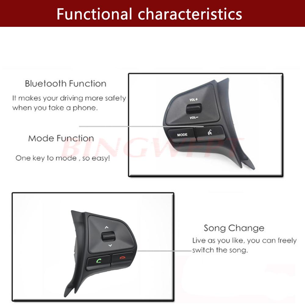 For Kia RIO 5DOORS 2012-2015 Year Steering Wheel Buttons Car Switches Controller Volume Music with Backlight
